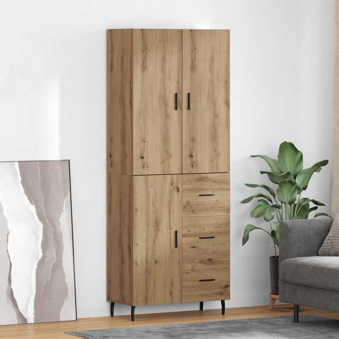 vidaXL - Highboard - 2 - st - Artisan - Eiken - 69,5 - x - 34 - x - 180 - cm - Bewerkt - hout