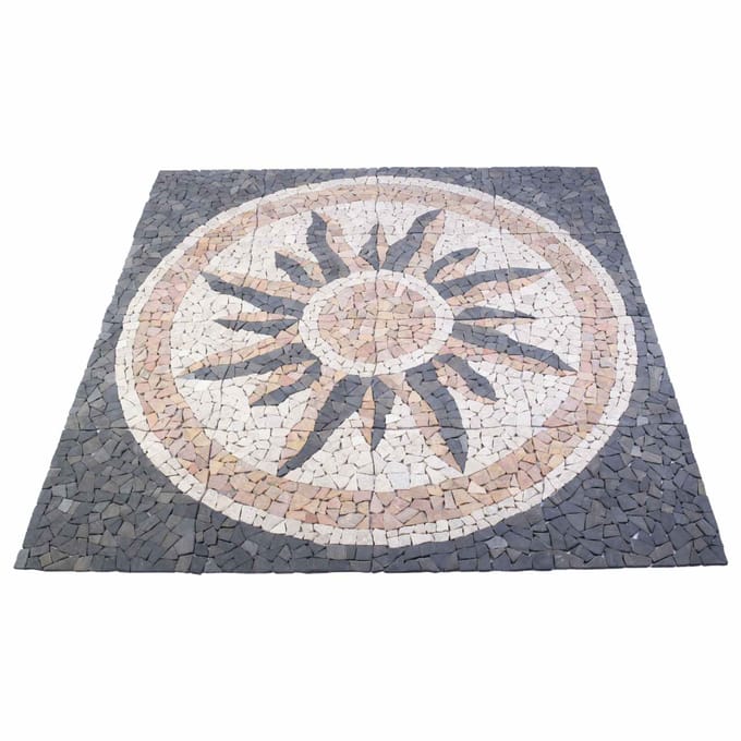 vidaXL - Mozaïek - Tegels - Zonpatroon - Multikleur - 120 - x - 120 - cm - Marmer