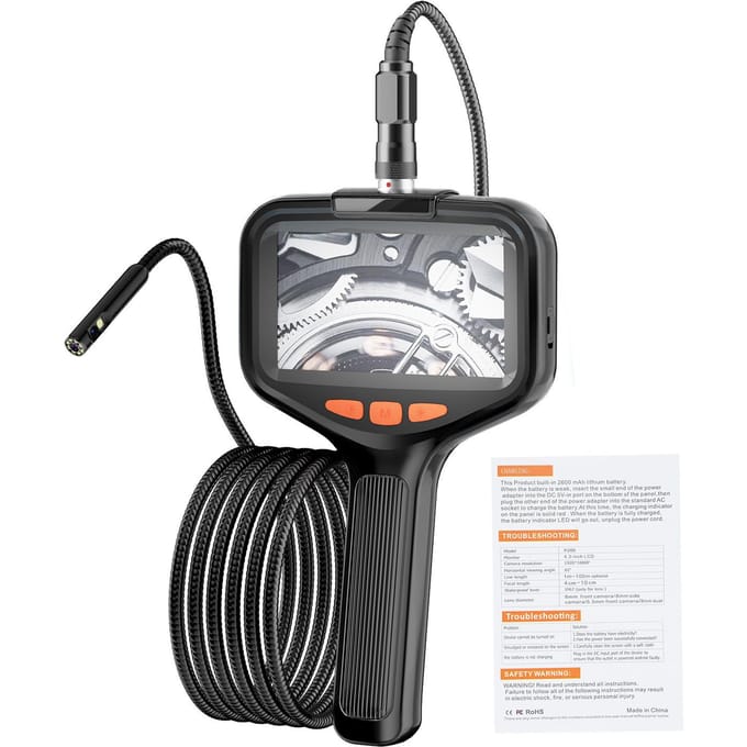 Caméra d'inspection Caméra d'inspection à double objectif avec lumière 10m32.8FT Endoscope industriel IP67 5m