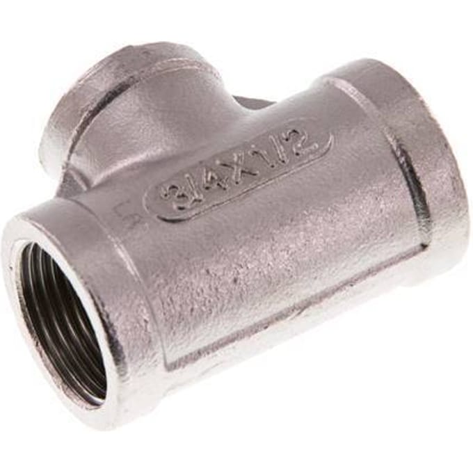 Rp 3/4'' x Rp 1/2'' RVS T-stuk 16 Bar