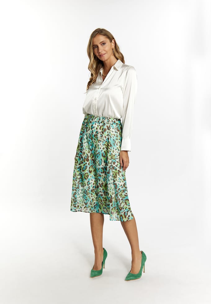 Faina Rok met luipaardprint Dames Turkoois Veelkleurig