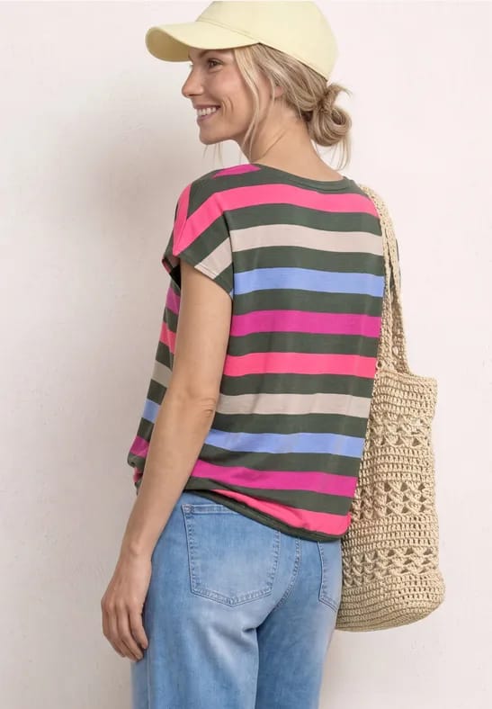 Shirt met ronde hals en elastische zoom