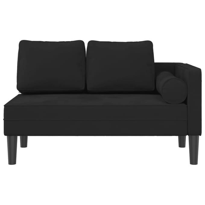 vidaXL - Chaise - longue - met - kussens - fluweel - zwart