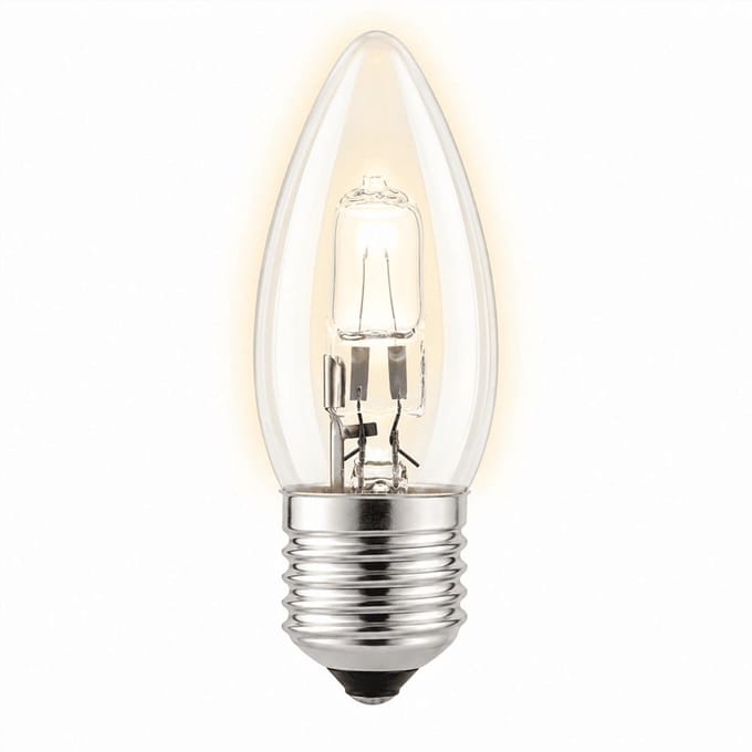 1x Kaarslamp Halogeenlamp E27 - 60W - Warm Wit Licht (2700K) - 700 lm - 2 jaar - Dimbaar