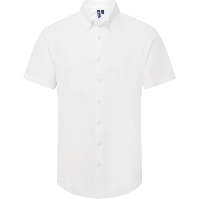 Premier Heren Supreme Oxford overhemd met korte mouwen (Wit)
