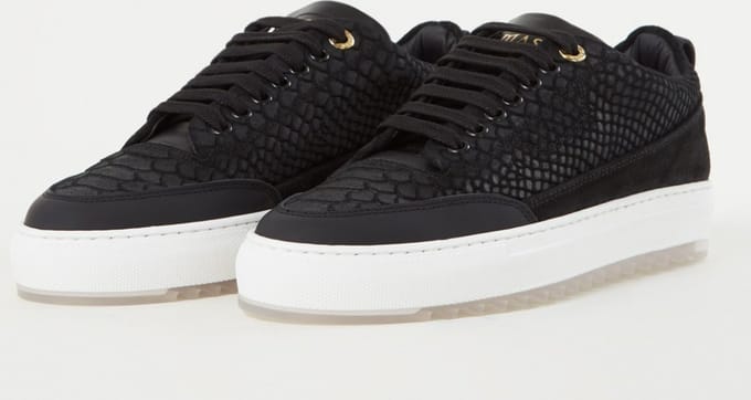 Mason Garments Torino sneaker van suède met slangenstructuur - Zwart - Maat 38