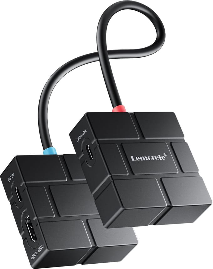 Lemorele AC12 Magnetische Video Capture Card en USB-C Hub - 1080p 60Hz - HDMI Loop-Out - 100W PD