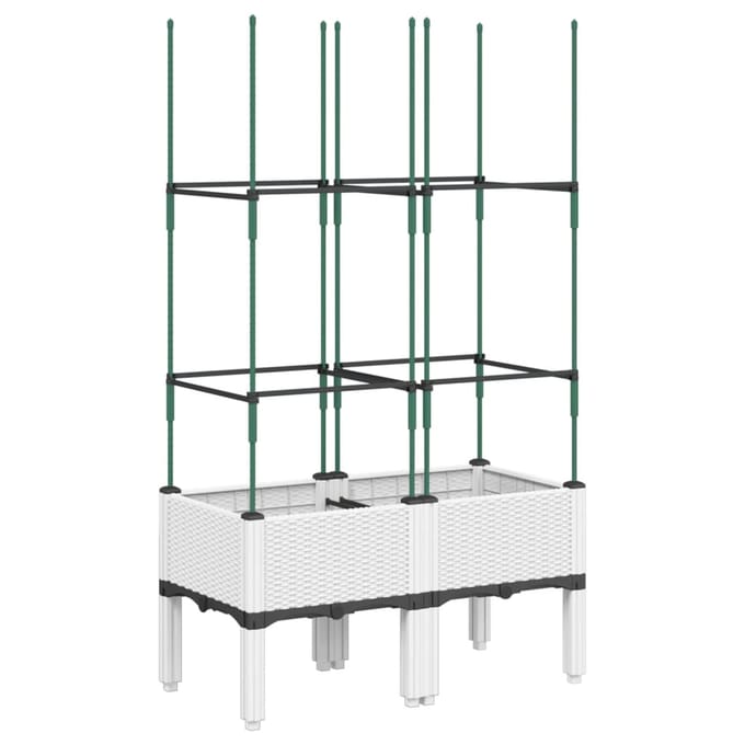 vidaXL - Plantenbak - met - latwerk - 80x40x142,5 - cm - polypropeen - wit