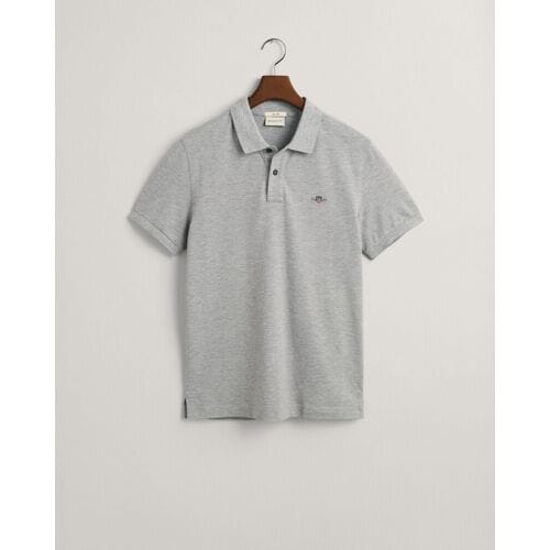 Gant Polo Slim Subtle Shield Embroidery Piqué Uni Grijs Melange / male