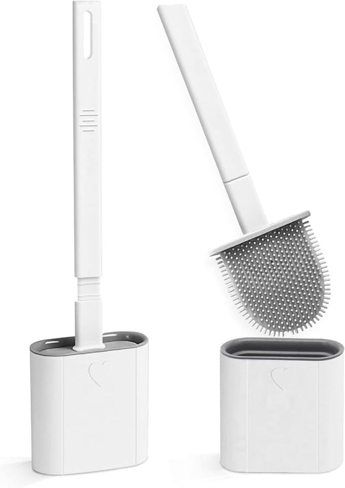 Toiletborstel Set - Badkamer Accessoire - Badkamer Reinigen - Sneldrogende Houder - 2 Stuks - Wit