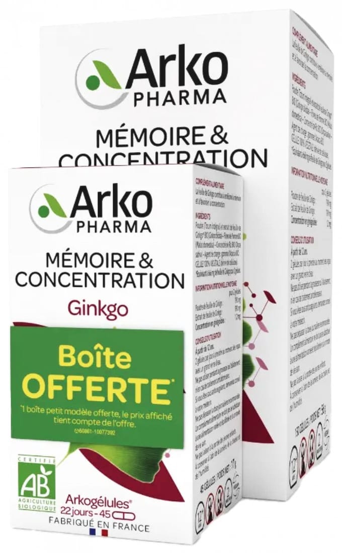 Arkopharma Arkogélules Ginkgo Biologisch 150 Capsules + 45 Capsules Gratis