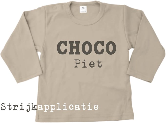 Strijkapplicatie Choco Piet – Bruin – Tekst Decoratie – Sinterklaas- Sinterklaasshirt maken-Pimp Studio