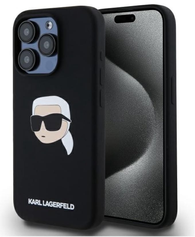 Karl Lagerfeld KLHMP15LSKHPPLK iPhone 15 Pro 6.1" black/black hardcase Silicone Karl Head Print MagSafe