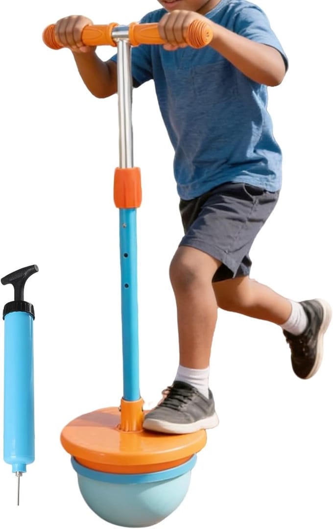 Springbal met Handvat - Balansspeelgoed - Actief Spel - Telescopisch Verstelbaar - 70-80 cm - Oranje