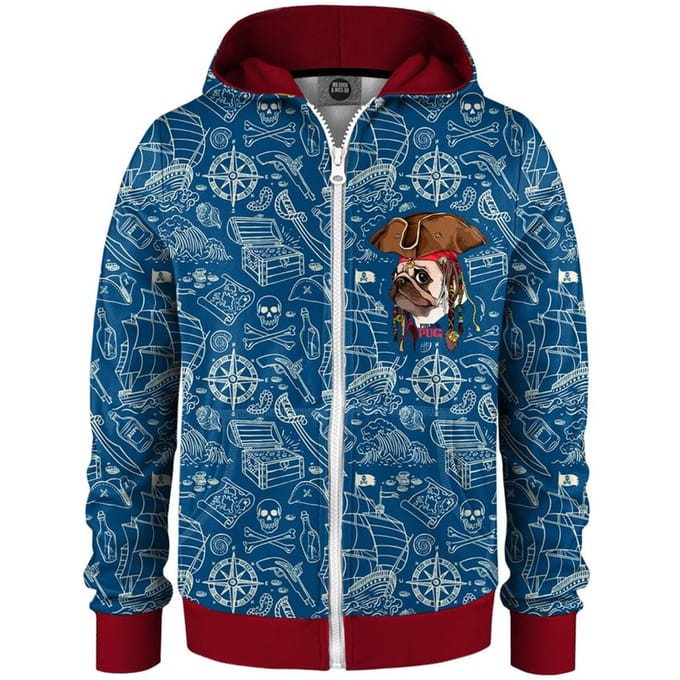 "Pirate Pug" Zip Hoodie