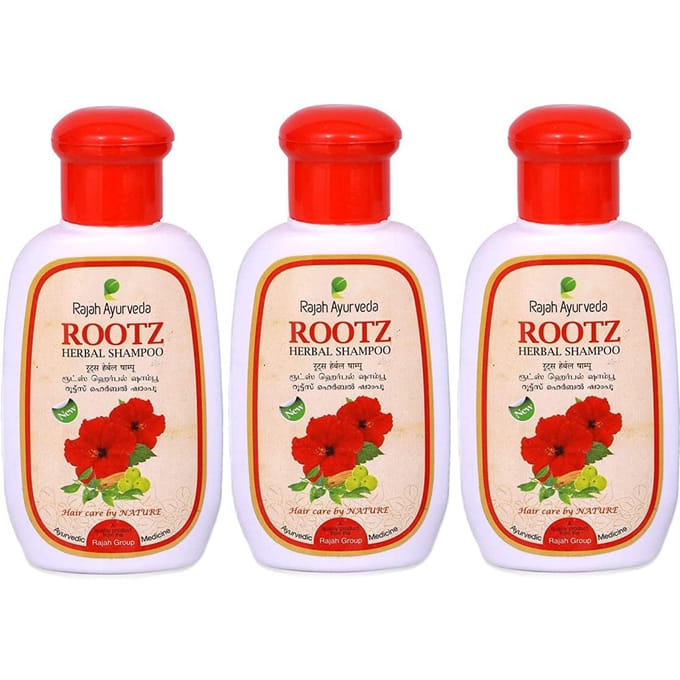 Rutz haarshampoo set (3 x 100 ml), Rootz Kruidenshampooset, Rajah Ayurveda 3 x 100 ml red