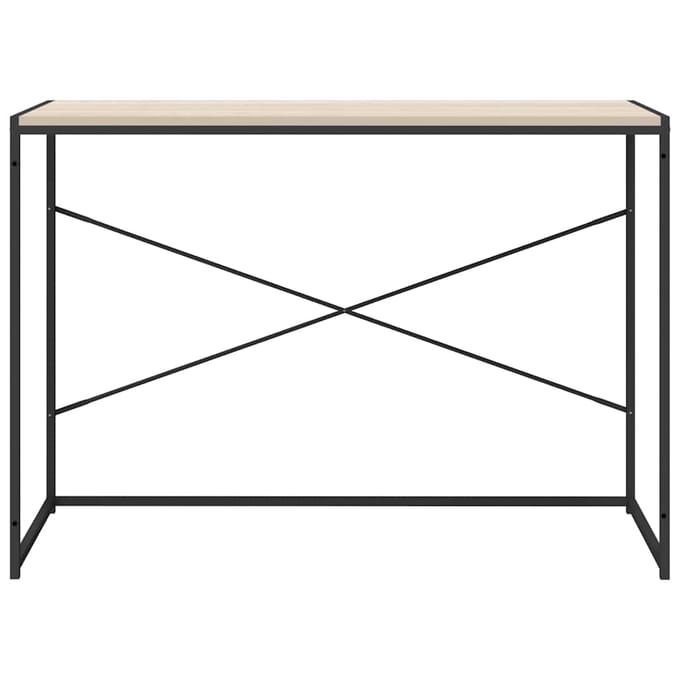 vidaXL - Computerbureau - 110x60x70 - cm - bewerkt - hout - zwart - en - eikenkleurig
