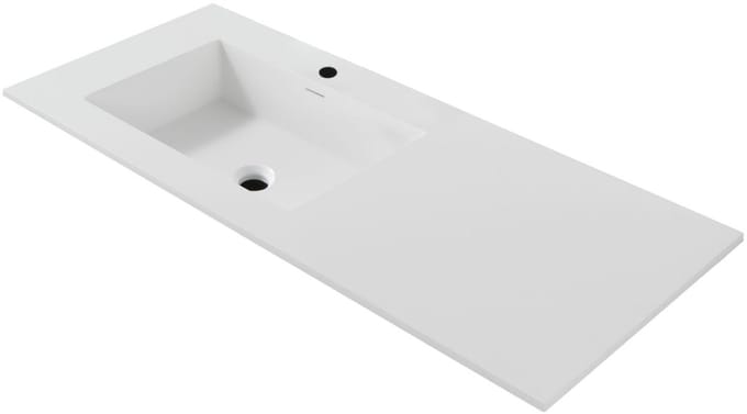 Wonda Square Slim wastafel – 1 wasbak links – 120x1,6x52,5 cm – mat wit – kunstmarmer