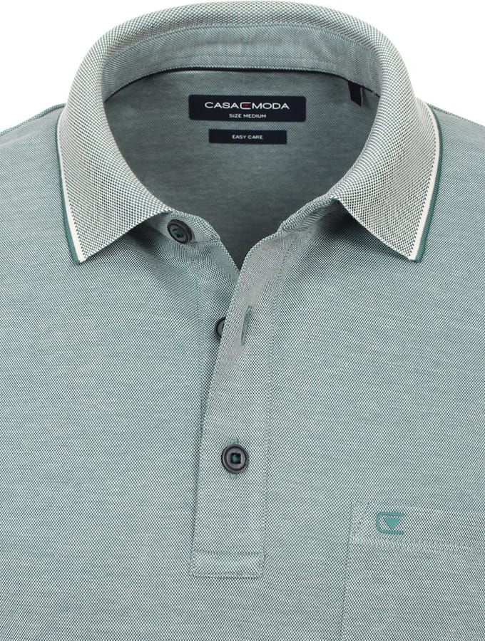 Poloshirt Met Borstzakje 3 Knoops Turquoise Casa Moda - L