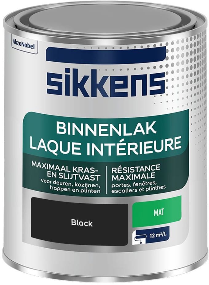 Sikkens - Binnenlak Mat - Zwart - Mengverf - 750 Ml