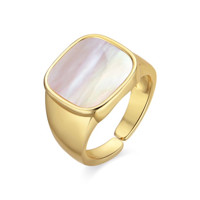 Luxenter ring met 18k gouden afwerking wit parelmoer - Misau