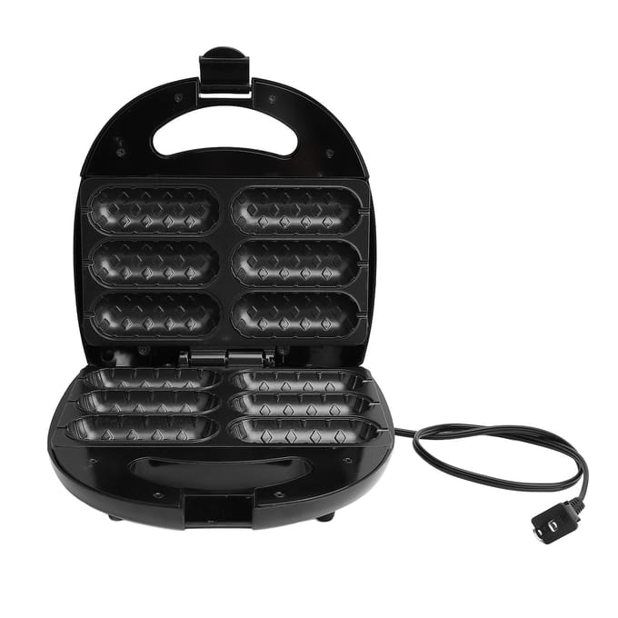Worstenbroodjesmaker Multifunctioneel 850W Hoog Vermogen Dubbelzijdig Verwarmen Voorkomt Plakken Mais Hotdog L black