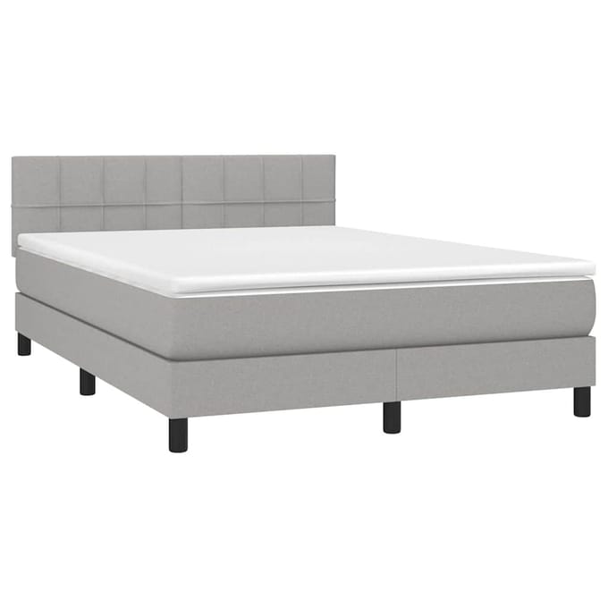 vidaXL - Boxspring - met - matras - stof - lichtgrijs - 140x190 - cm