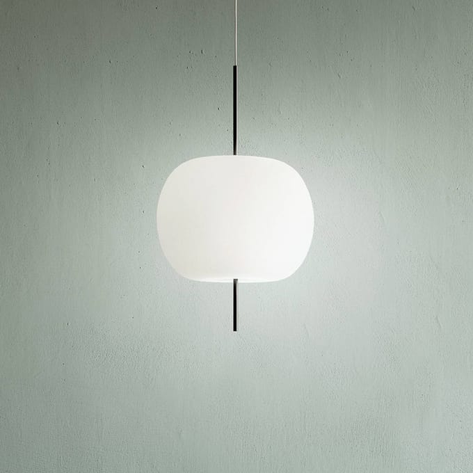 kdln hanglamp Kushi, zwart/wit, Ø 16 cm, glas