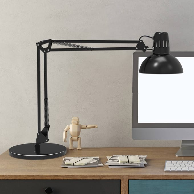 MAULstudy Bureaulamp - Metaal - Zwart - E27 Fitting - Kantelbare Arm - Tafellamp