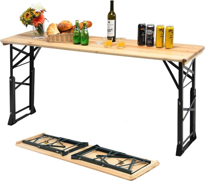 Inklapbare Buitenbar Tafel Hoge Staantafel met Parasolgat Verstelbare Hoogte