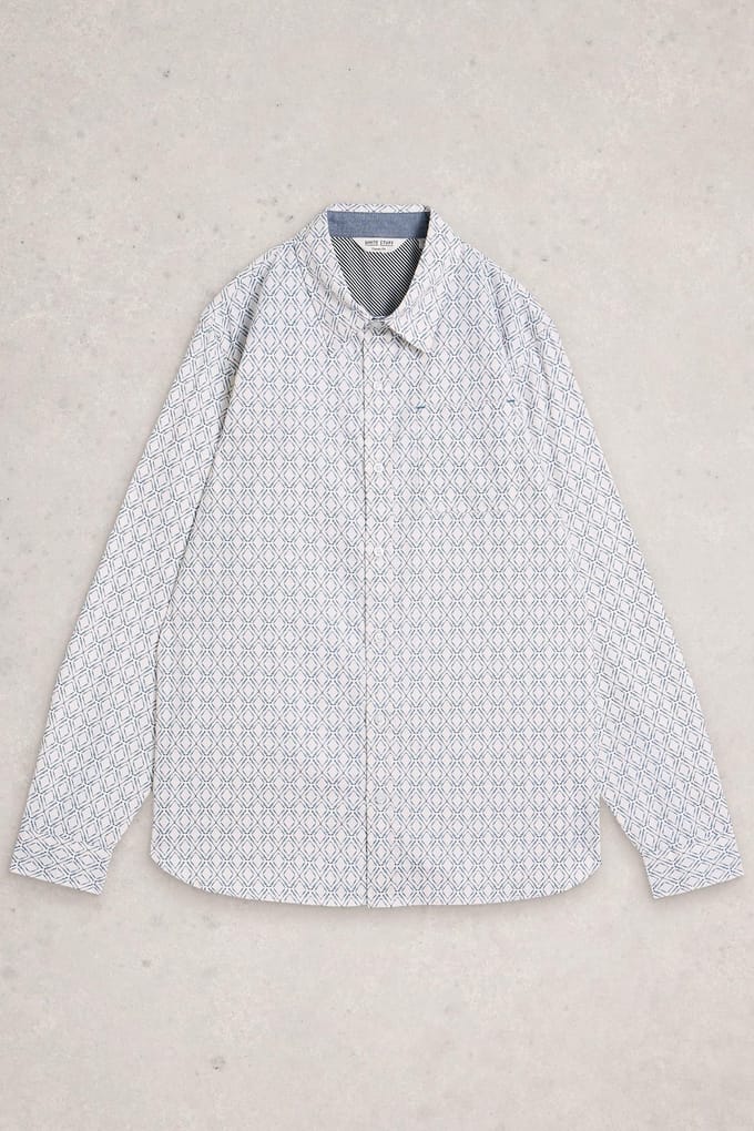 White Stuff Diamond Squiggle Printed Shirt White Print Taglia: S | Camicie Casual Outlet | Uomo | Bianco