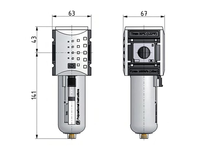 Geactiveerd Koolstoffilter G1/2'' 1700l/min Zonder Aftap Polycarbonaat Futura 2