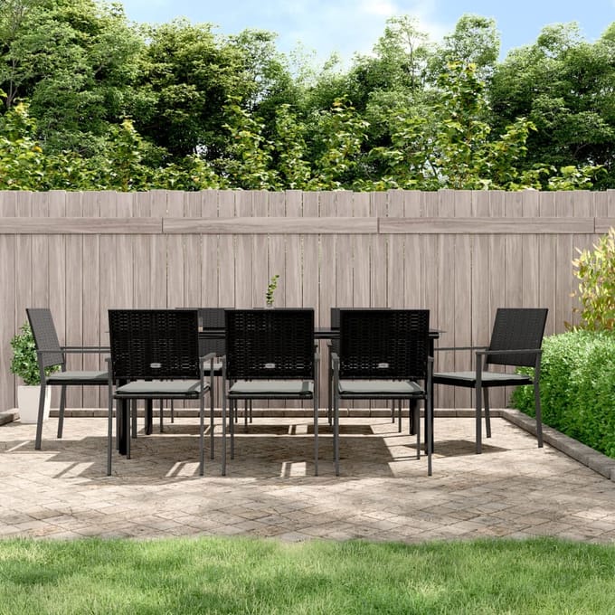 vidaXL - 9-delige - Tuinset - met - kussens - poly - rattan - en - staal