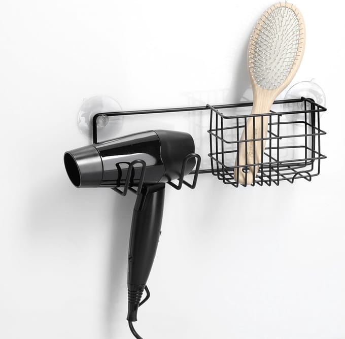 Zeller doucherekje/badkamer rekje - metaal - zwart - 27 x 9,5 cm