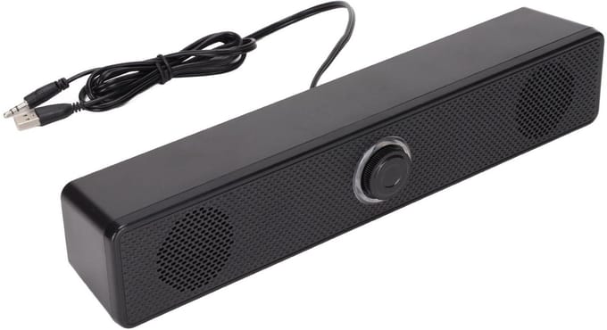 Allecto - Computerluidsprekers - USB-desktopluidspreker - Volumeregeling - Zwart - Stereo mini-soundbar - Geschikt voor PC en laptop - 3,5 mm aansl...