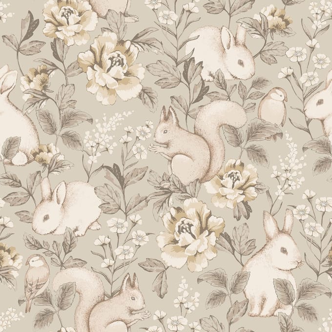 Boråstapeter Vliesbehang 6933 - Newbie2 - Dieren Beige - 53cm x 10.05m