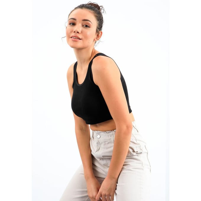 Geribbelde Mouwloze Crop Top