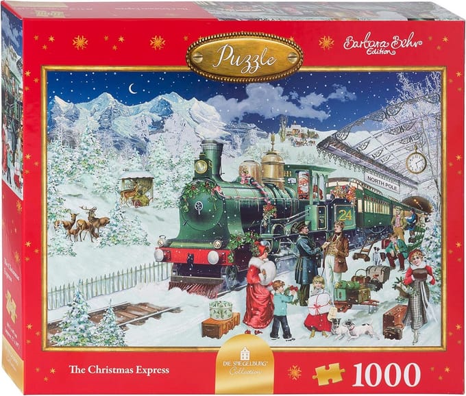 Kerstmis Puzzel 1000 Stukken - Winterse Trein Scène