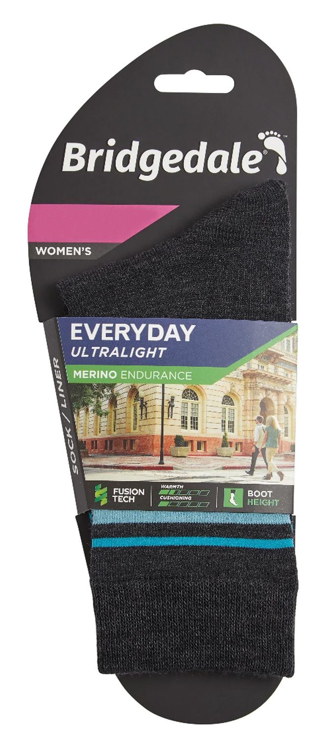 Bridgedale - Dames Liner Basislaag Merino Sokken - Donkergrijs / Blauw
