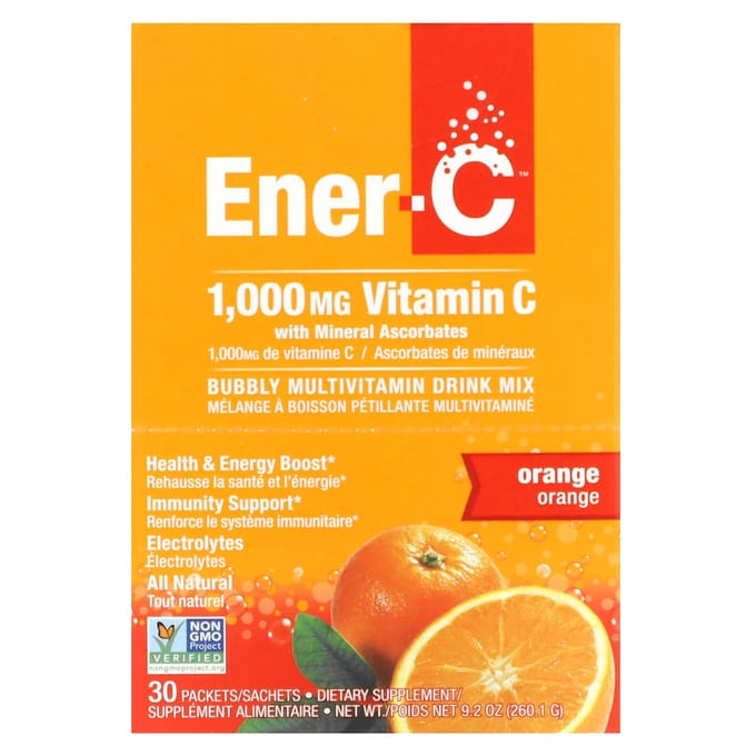 Ener-C, Vitamine C, mélange pour boisson multivitaminée, orange, 1 000 mg, 30 sachets, 8,67 g (0,3 oz) chaque