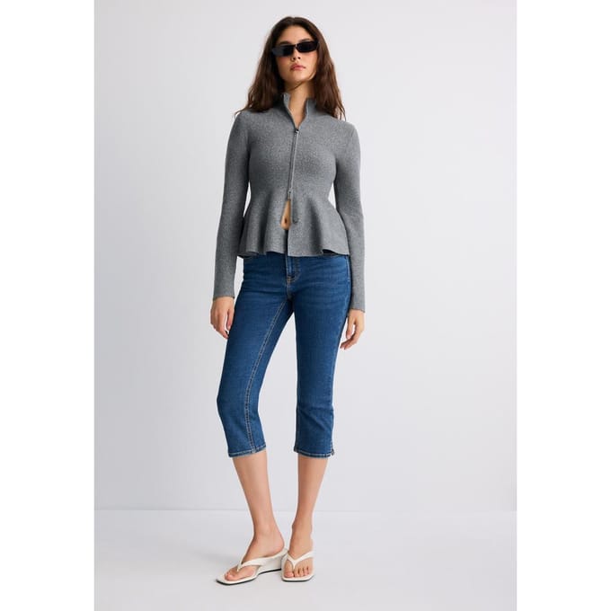 Stradivarius Gebreide peplum trui  Donkergrijs S