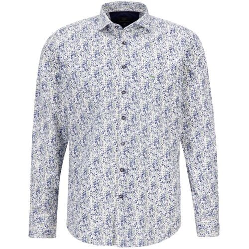 Fynch-Hatton Overhemd Mini Bold Leaves Pattern Kent Spring Green-Blue / male