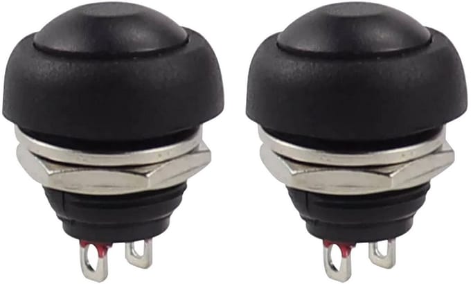 2x Ronde Drukknop 12mm DIY Schakelaar Zwart Niet-Momentane AC/DC