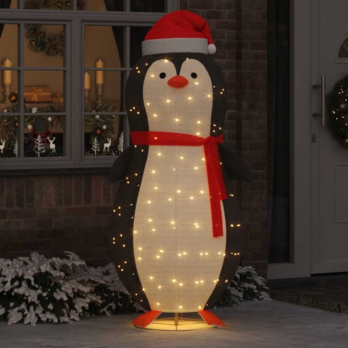 vidaXL - Sneeuw - Pinguïn - Figuur - met - 600 - LED - Warmwit - 78 - x - 178 - cm - Stof