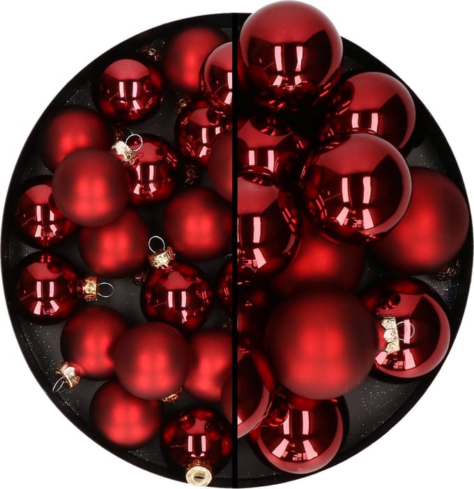 Othmar Decorations kerstballen - 66x st - rood - glas - mix 4 en 6 cm - mat/glans