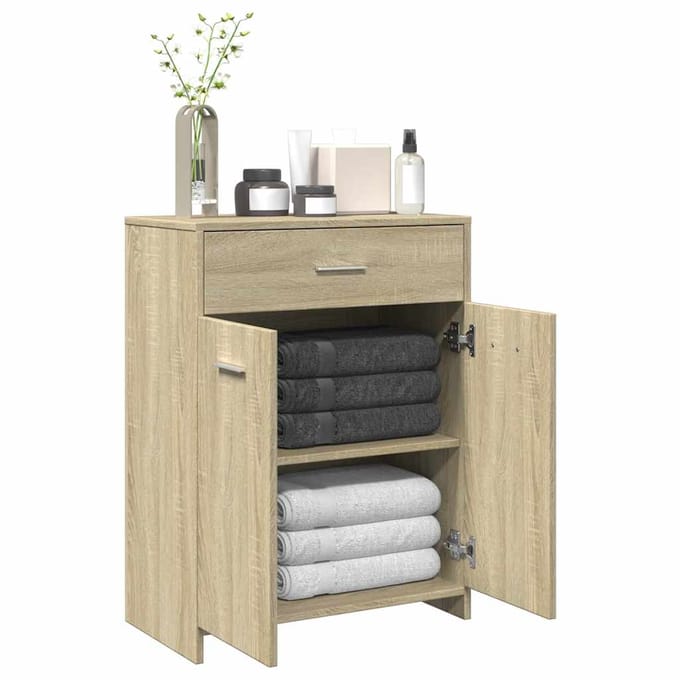 vidaXL - Badkamerkast - 60x33x80 - cm - spaanplaat - sonoma - eikenkleurig