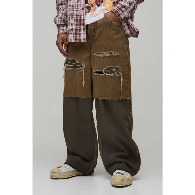 Gescheurde Overlay Baggy Fit Jeans | Light Wash | Size 28
