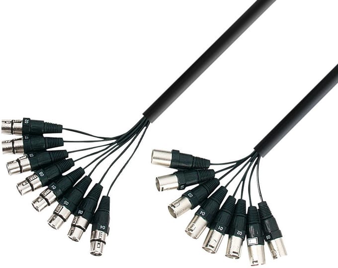 Multicore kabel 8x XLR man naar 8x XLR vrouw 5m