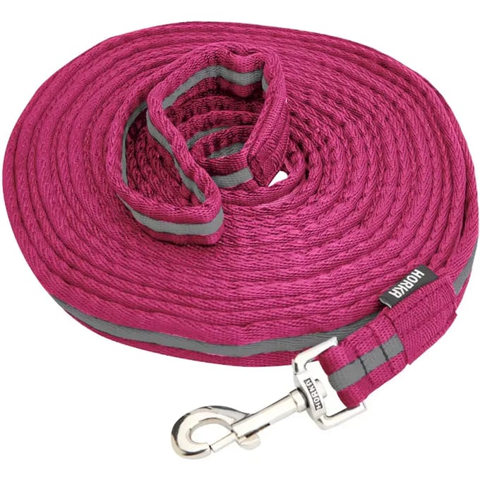 Horka Longeerlijn Met Karabijnhaak Polyester 8 Meter Roze