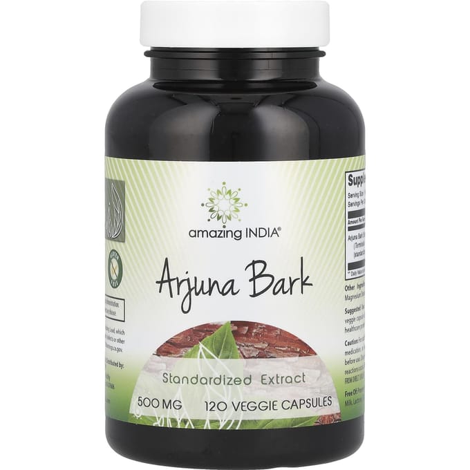 Arjuna Bast, Gestandaardiseerd Extract, 500Mg, 120 Vegetarische Capsules